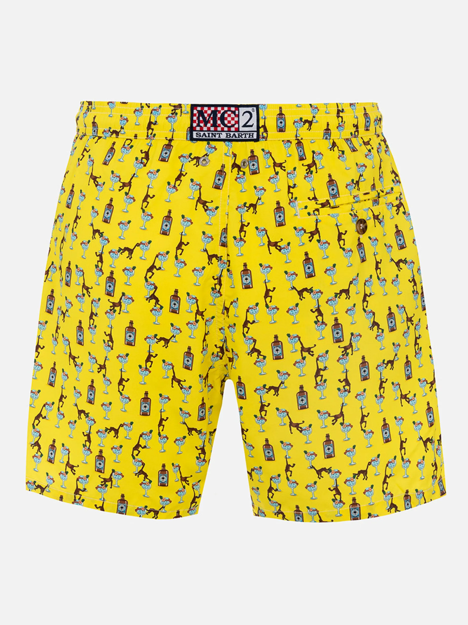 Costume da bagno da uomo in tessuto leggero Lighting Micro Fantasy con stampa gin e scimmie