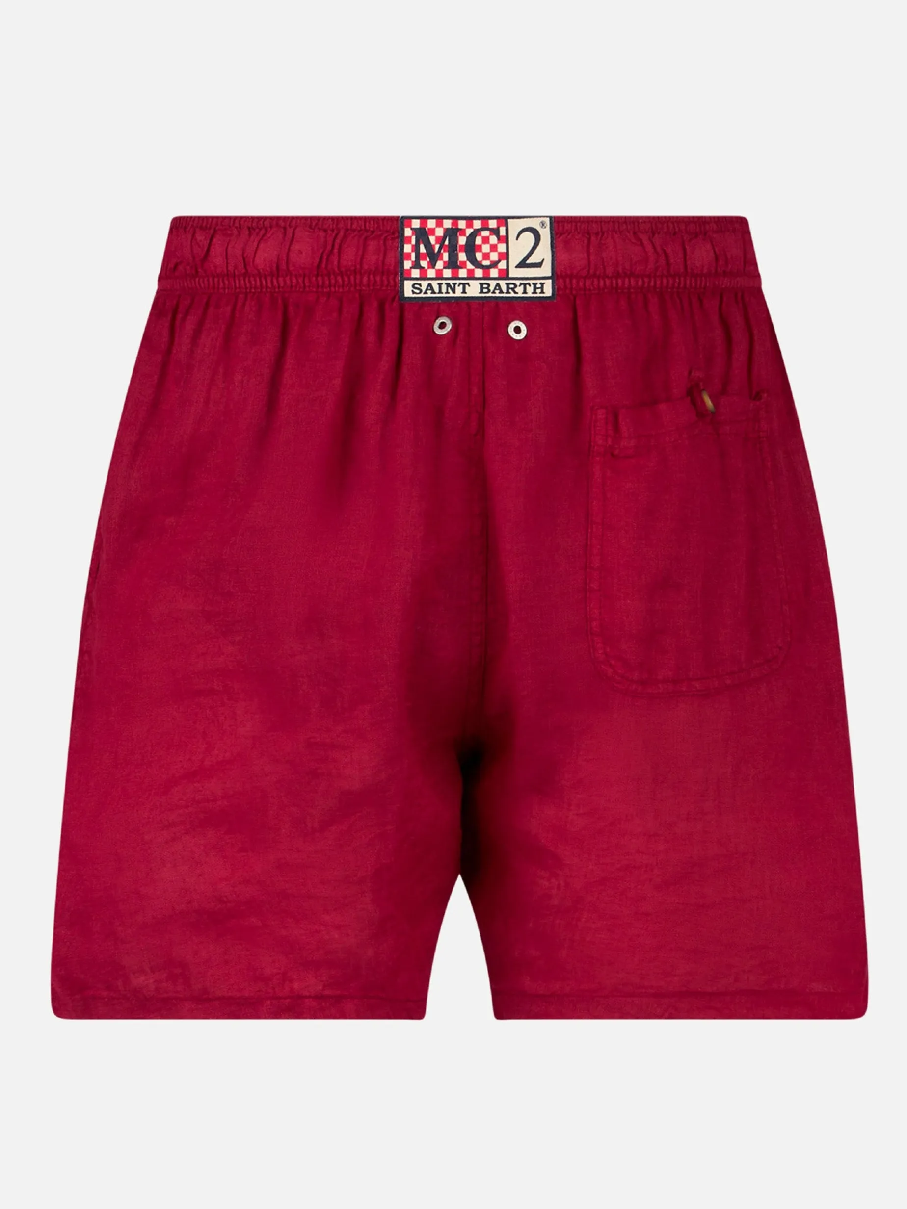 Costume da bagno da uomo in lino bordeaux
