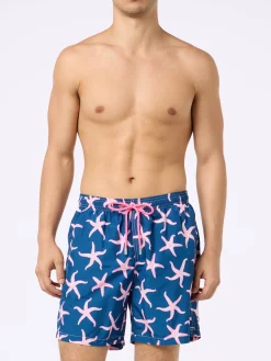 Costume da bagno da uomo in tessuto leggero Lighting con stampa stelle marine