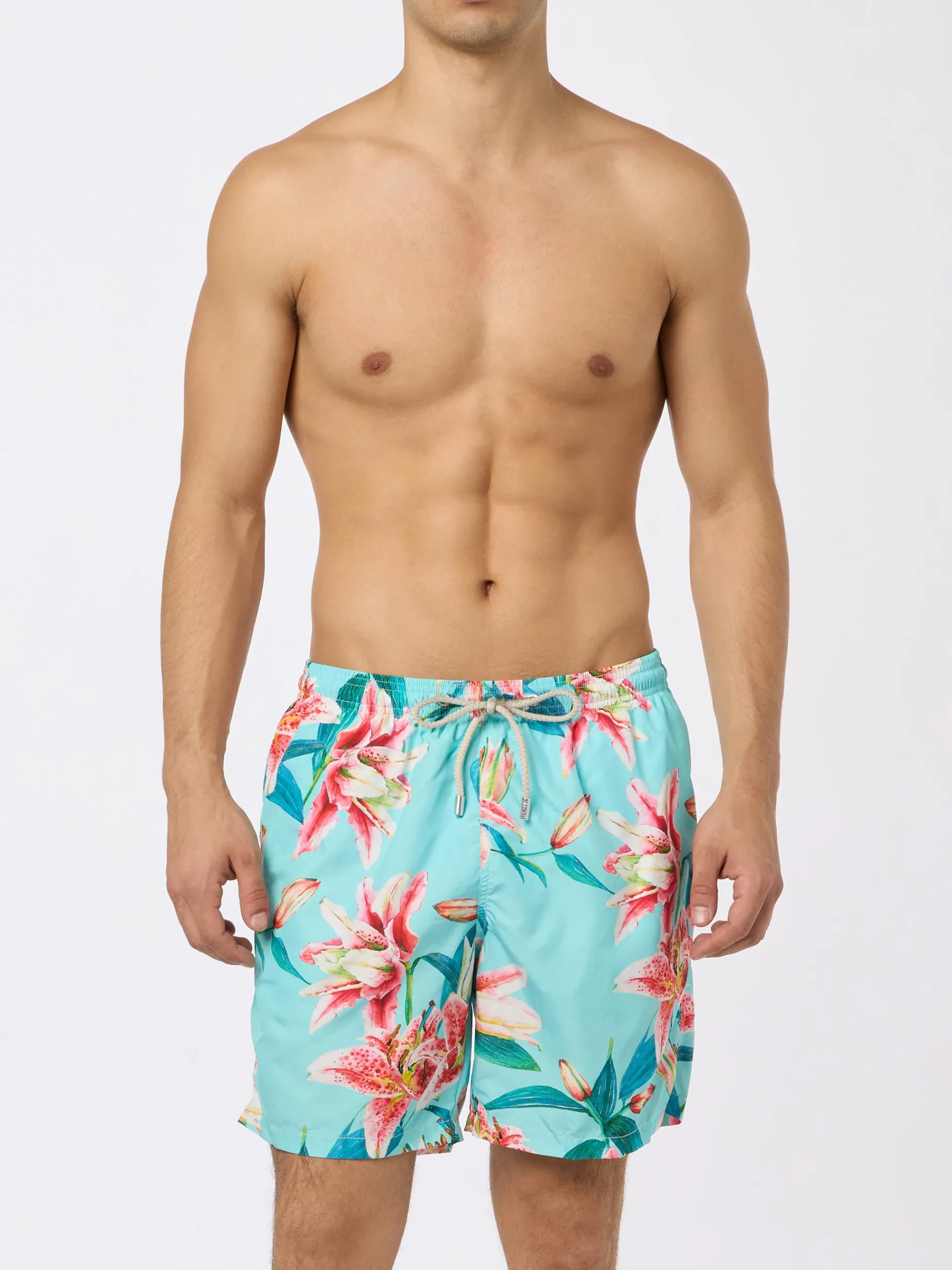 Costume da bagno da uomo in tessuto leggero Lighting con stampa di fiori tropicali