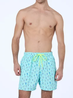 Costume da bagno da uomo in tessuto leggero Lighting Micro Fantasy con stampa pinguini