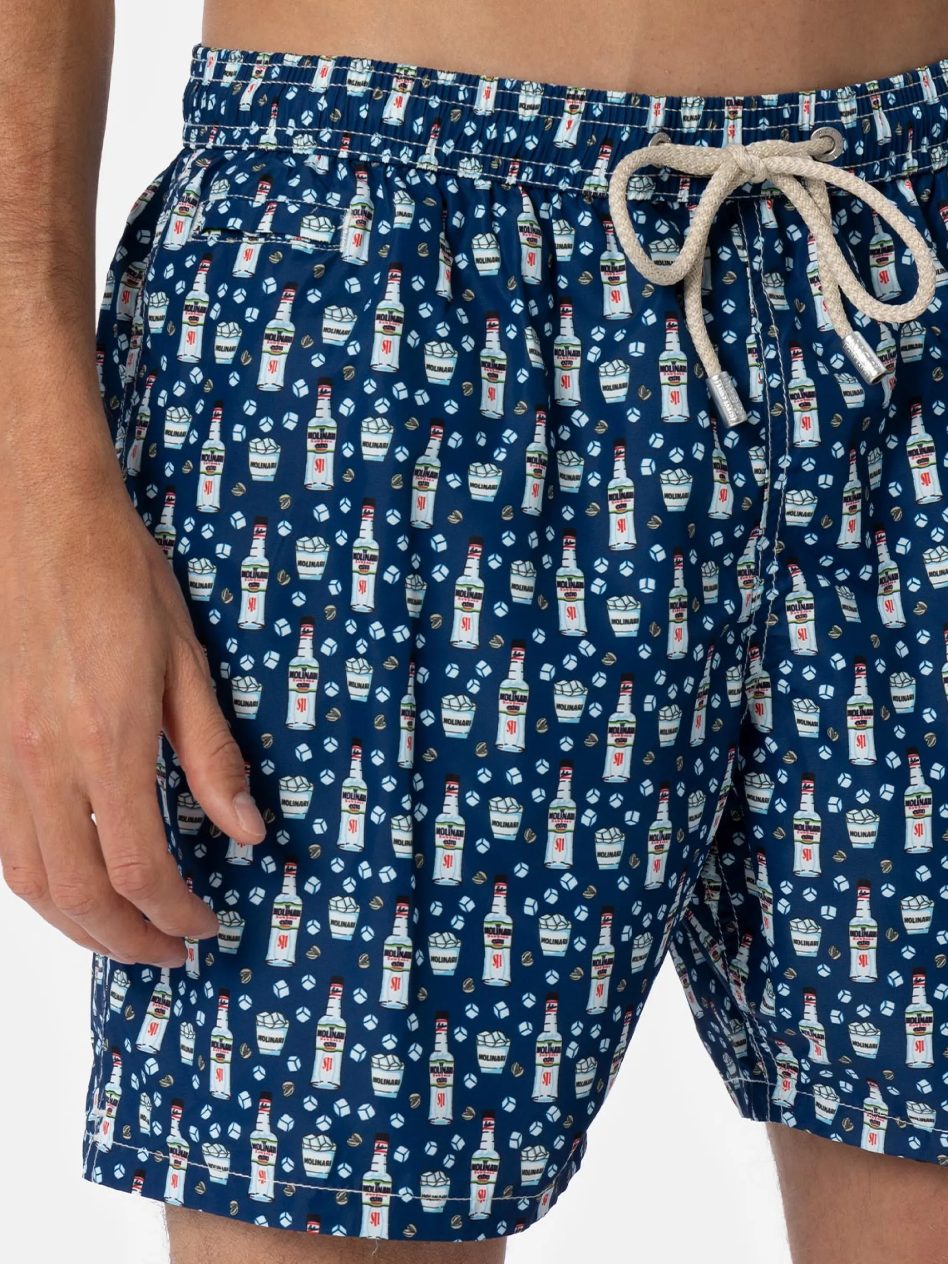 Costume da bagno da uomo in tessuto leggero Lighting Micro Fantasia con stampa Sambuca Molinari | EDIZIONE SPECIALE SAMBUCA MOLINARI