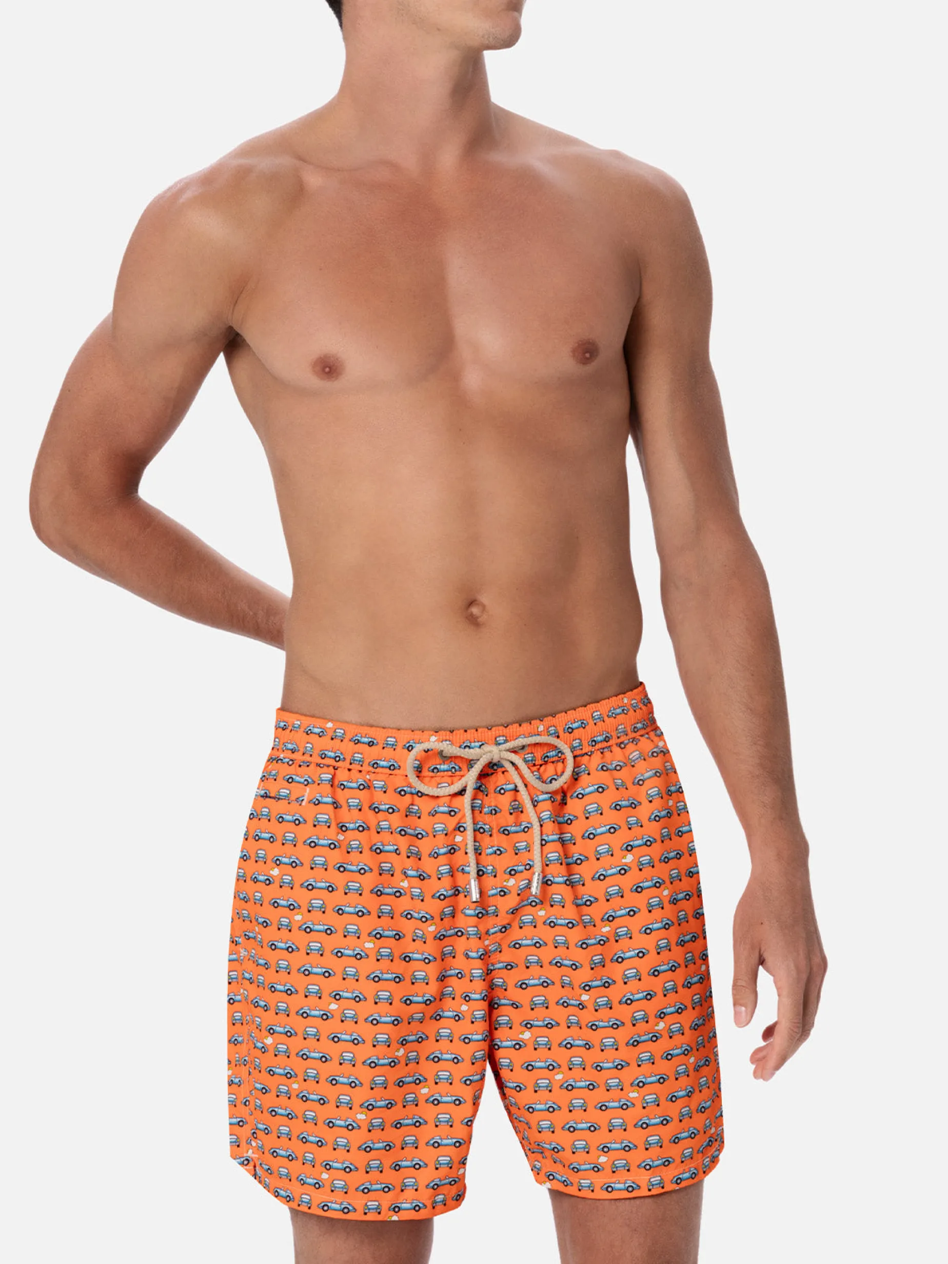 Costume da bagno da uomo in tessuto leggero Lighting Micro Fantasy con stampa automobili