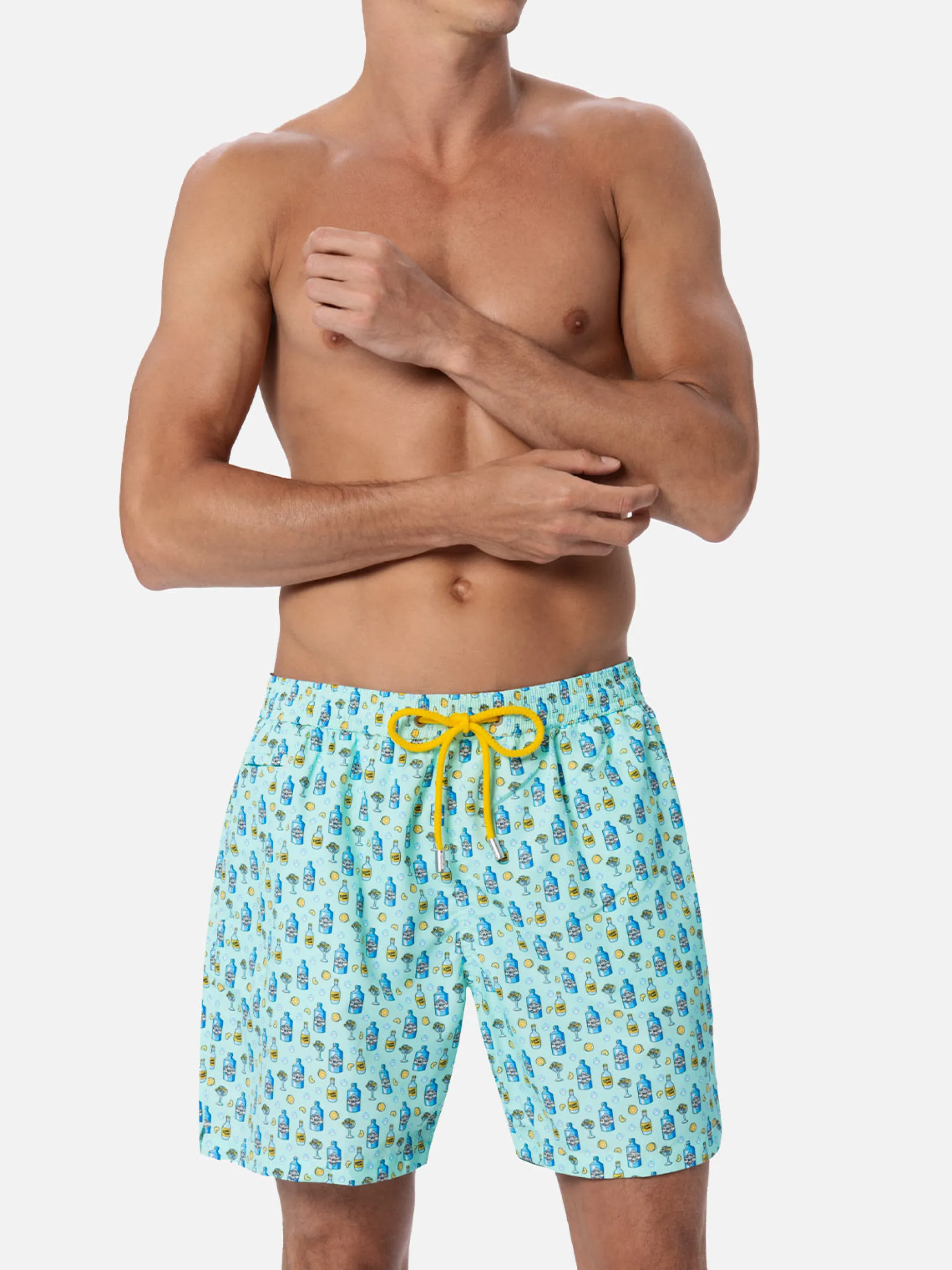 Costume da bagno da uomo in tessuto leggero Lighting Micro Fantasy con stampa gin tonic