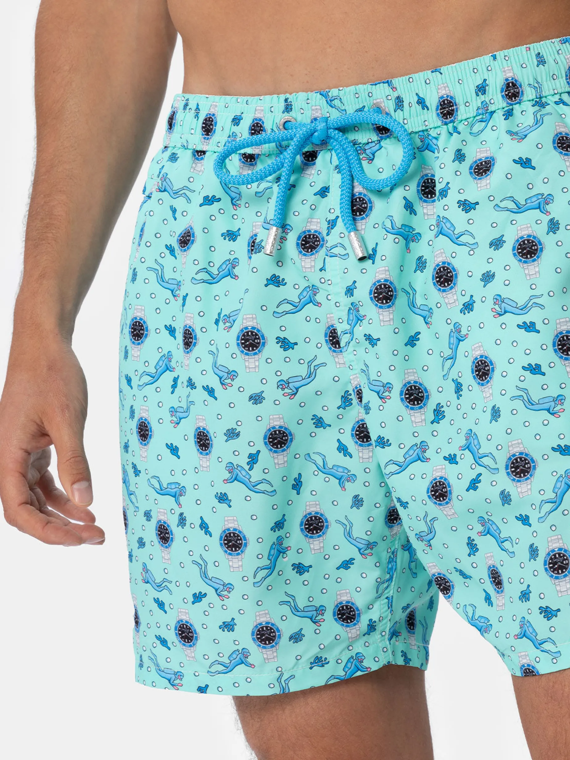 Costume da bagno da uomo in tessuto leggero Lighting Micro Fantasy con stampa orologi