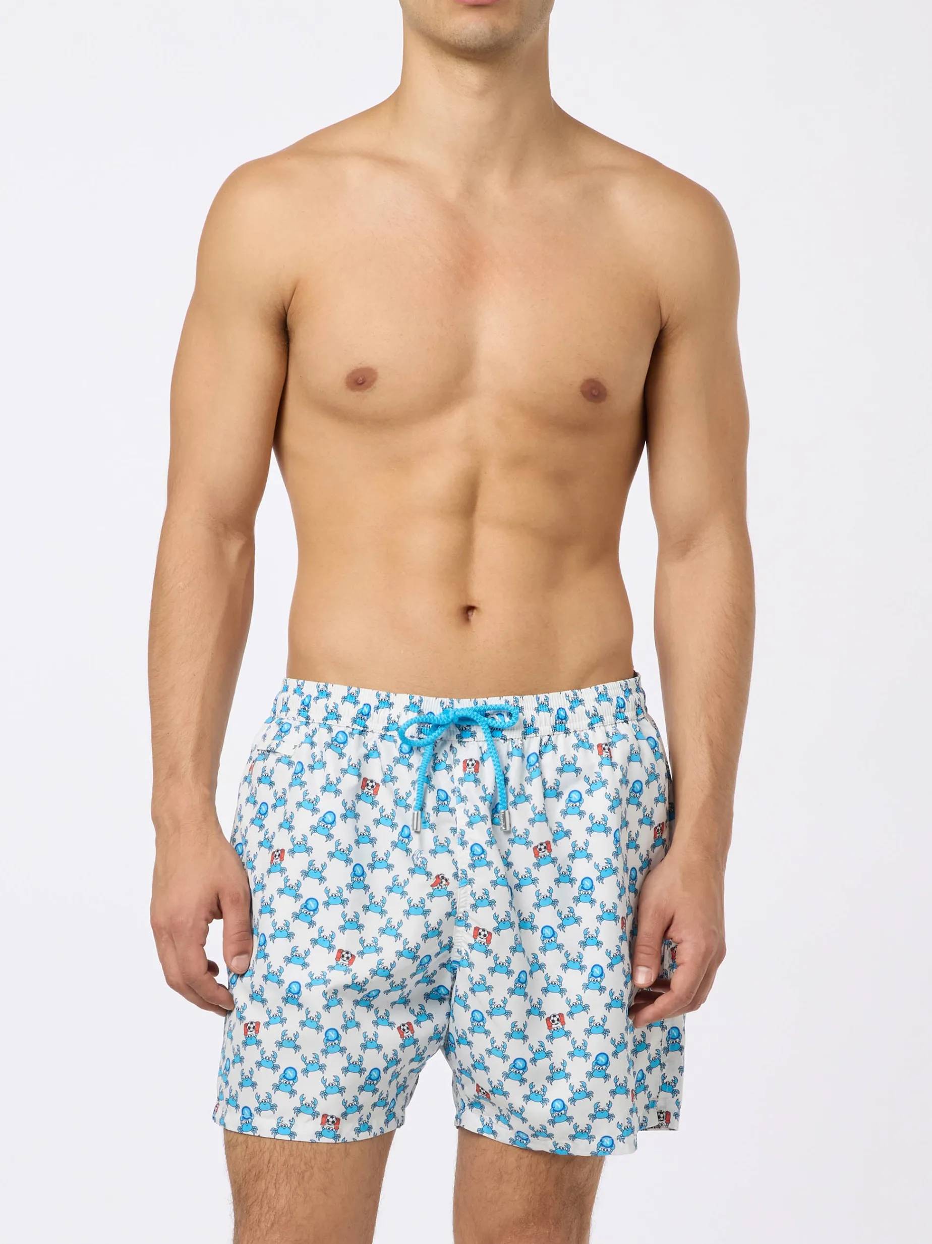 Costume da bagno da uomo in tessuto leggero con stampa Crab party e logo Napoli | SSC NAPOLI SPECIAL EDITION