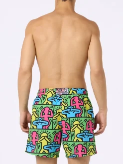 Costume da bagno da uomo Gustavia lunghezza media con stampa piazzata disegno Keith Haring | KEITH HARING EDIZIONE SPECIALE