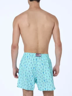 Costume da bagno da uomo in tessuto leggero Lighting Micro Fantasy con stampa pinguini