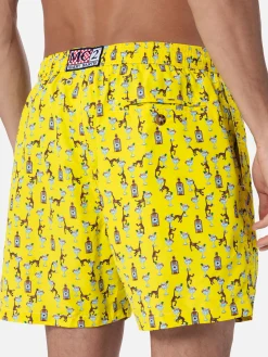 Costume da bagno da uomo in tessuto leggero Lighting Micro Fantasy con stampa gin e scimmie