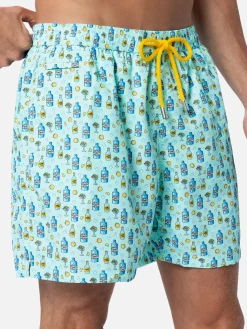 Costume da bagno da uomo in tessuto leggero Lighting Micro Fantasy con stampa gin tonic