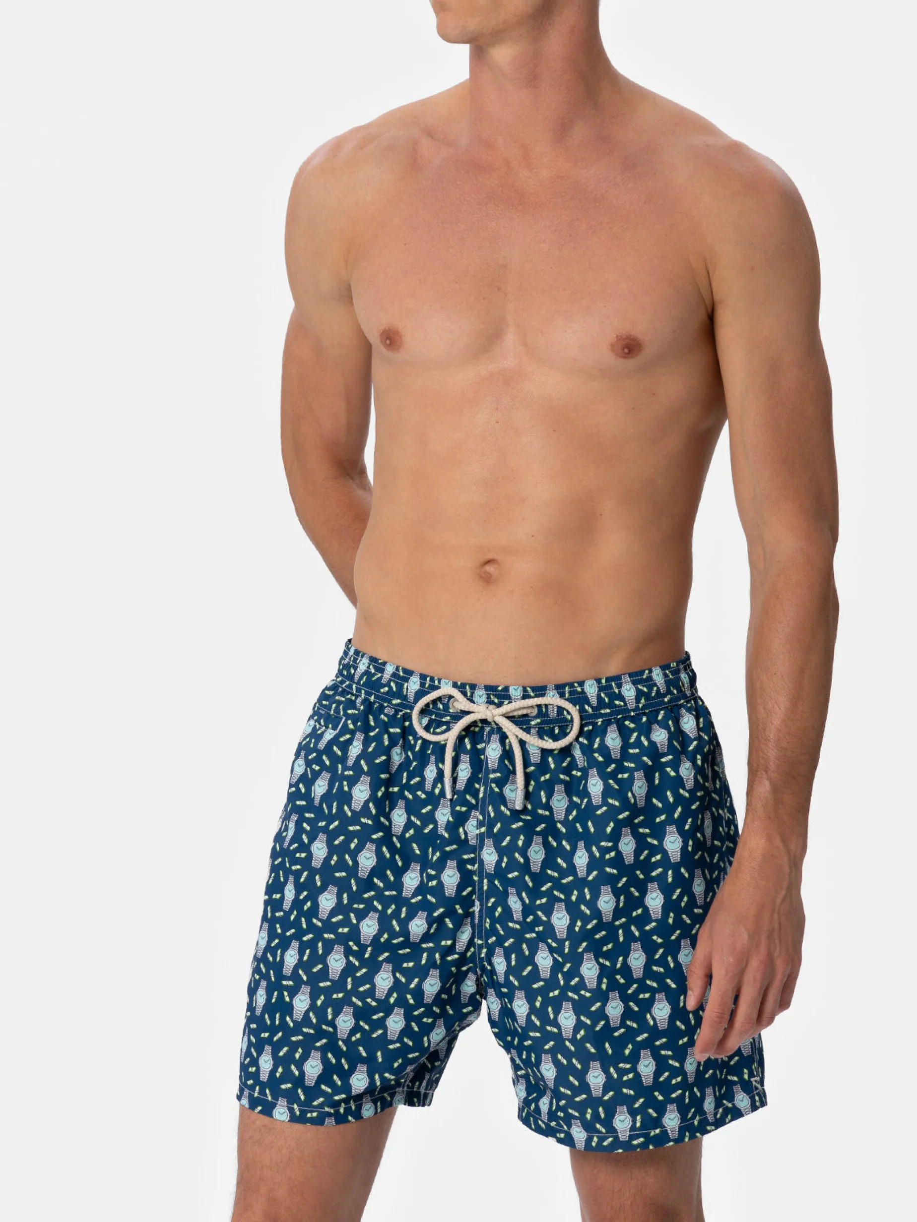 Costume da bagno da uomo in tessuto leggero Lighting Micro Fantasy con stampa orologi