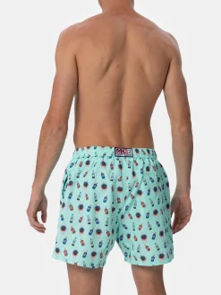 Costume da bagno da uomo in tessuto leggero Lighting Micro Fantasy con stampa orologi e bevande