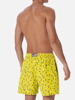 Costume da bagno da uomo in tessuto leggero Lighting Micro Fantasy con stampa gin e scimmie