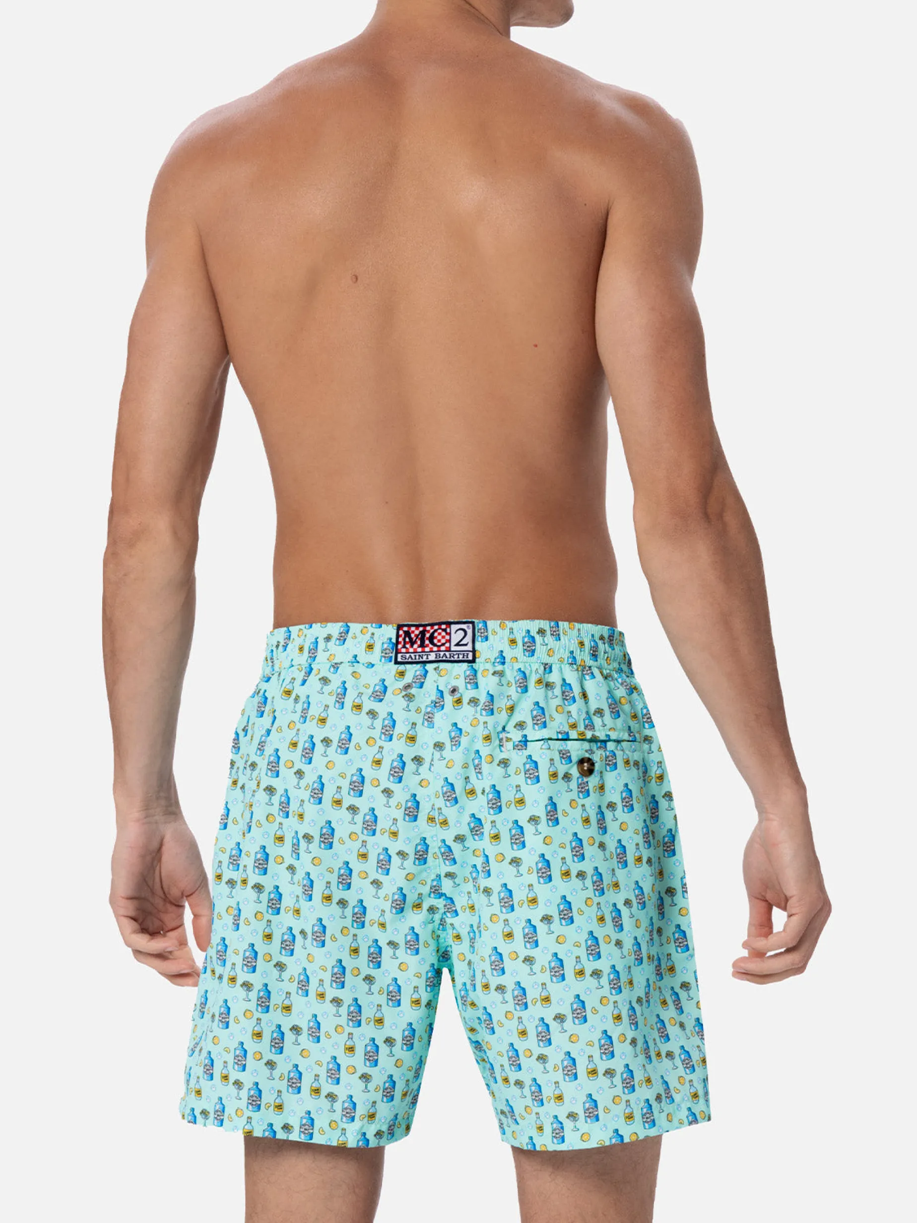 Costume da bagno da uomo in tessuto leggero Lighting Micro Fantasy con stampa gin tonic