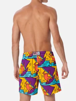 Costume da bagno da uomo Gustavia lunghezza media con stampa piazzata disegno Keith Haring | KEITH HARING EDIZIONE SPECIALE