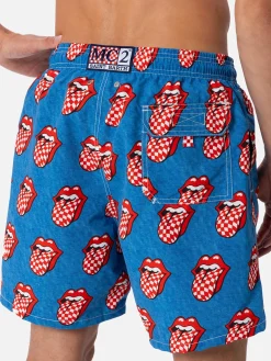 Costume da bagno da uomo Gustavia lunghezza media a righe con stampa Rolling Stones | EDIZIONE SPECIALE ROLLING STONES