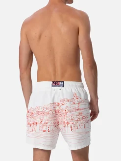 Costume da bagno da uomo Gustavia lunghezza media con stampa piazzata Ibiza