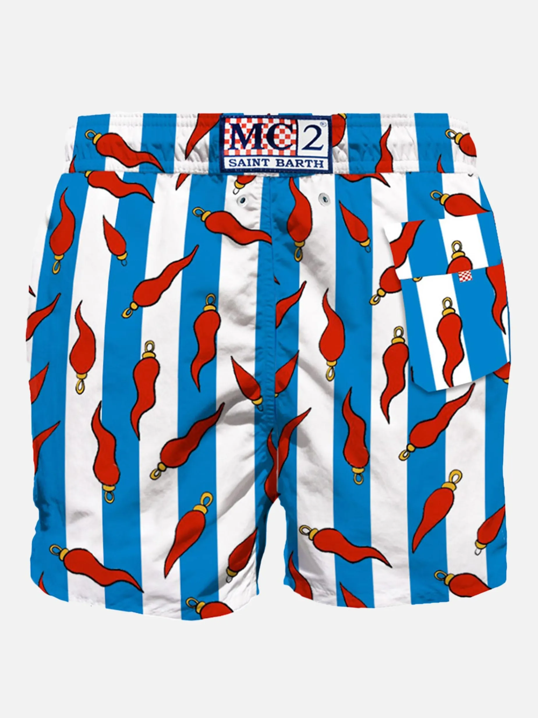 Costume da bagno di media lunghezza con stampa portafortuna