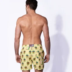 Costume da bagno di media lunghezza stampa rigata avocado toast