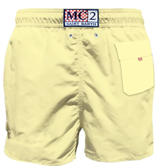 Costume da bagno giallo pastello da uomo con taschino