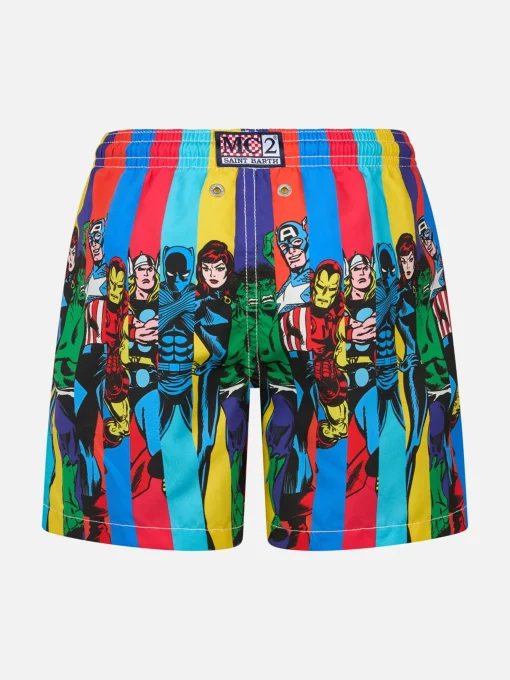 Costume da bagno medio da bambino Haiti con stampa piazzata dei supereroi Marvel | EDIZIONE SPECIALE MARVEL
