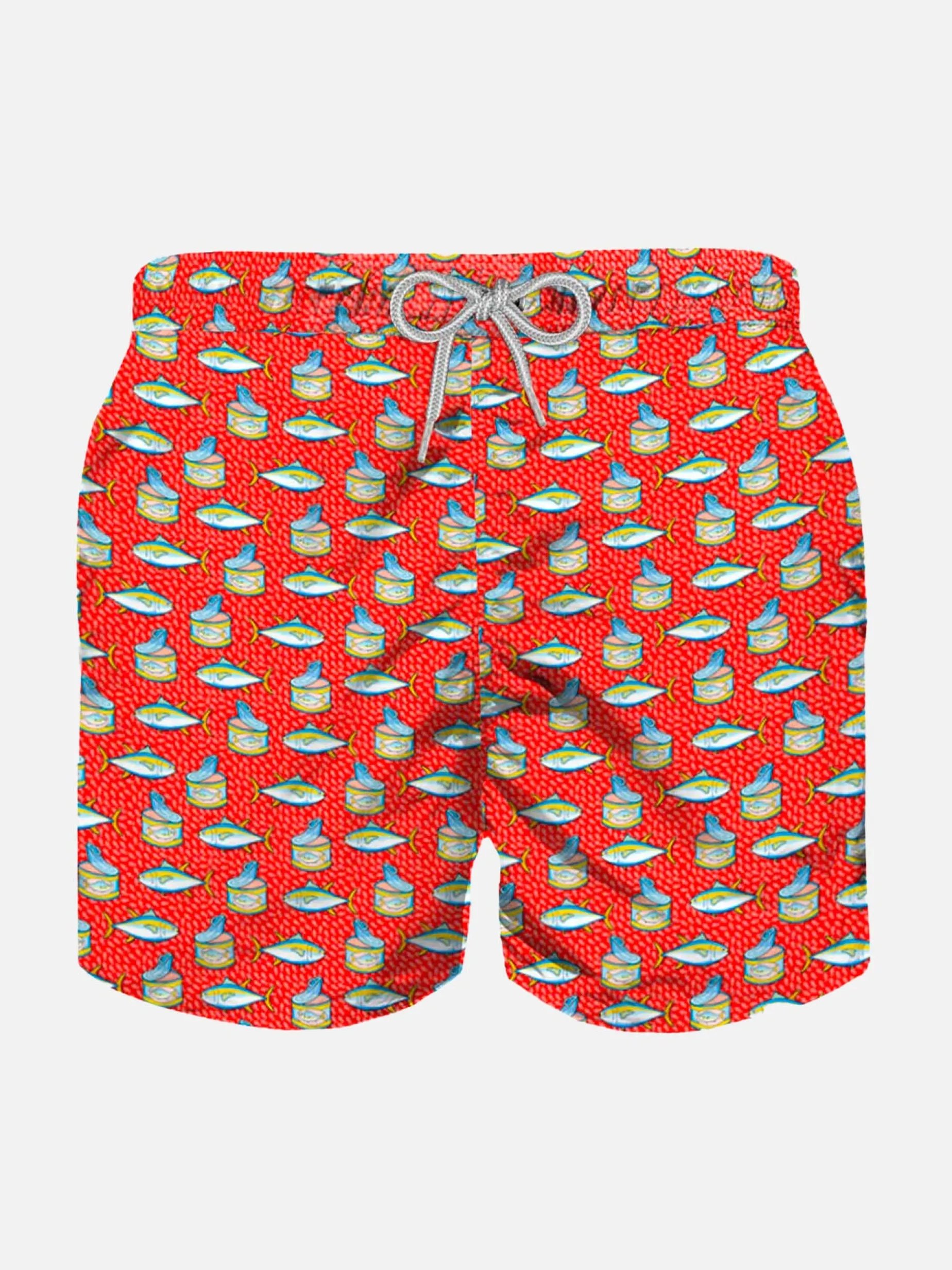 Costume da bagno rosso chiaro da bambino stampa micro scatola di tonno