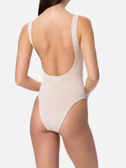 Costume intero da donna beige crinkle Lora