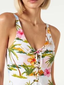 Costume intero da donna con stampa tropicale