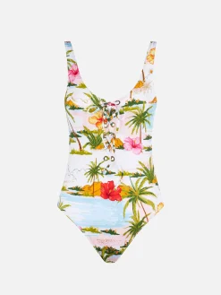 Costume intero da donna con stampa tropicale