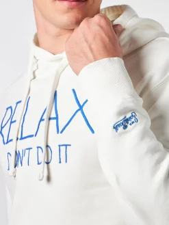 Felpa bianca da uomo con ricamo Relax Don't do it