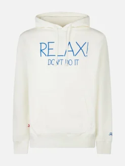 Felpa bianca da uomo con ricamo Relax Don't do it