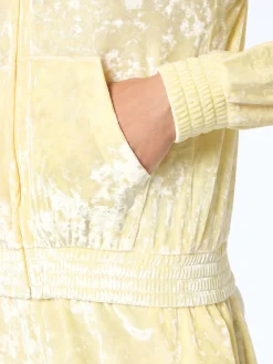 Felpa con cappuccio e cerniera in ciniglia giallo pallido da donna Jasmine