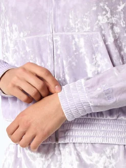 Felpa con cappuccio e cerniera in ciniglia lilla da donna Jasmine