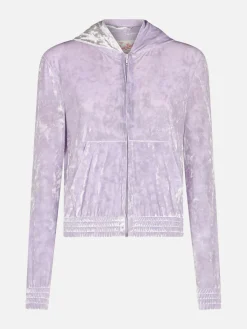 Felpa con cappuccio e cerniera in ciniglia lilla da donna Jasmine