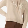 Felpa cropped in maglia da donna con cappuccio e ricamo Day Off