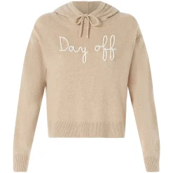 Felpa cropped in maglia da donna con cappuccio e ricamo Day Off