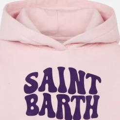 Felpa da bambina in pile con cappuccio e ricamo orsetti