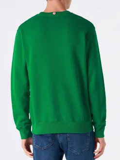 Felpa da uomo girocollo con logo in spugna