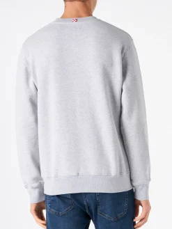 Felpa da uomo girocollo con logo in spugna