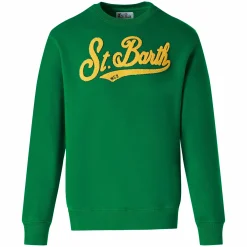 Felpa da uomo girocollo con logo in spugna