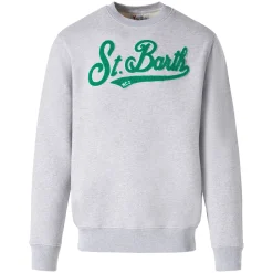 Felpa da uomo girocollo con logo in spugna