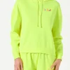Felpa giallo fluo con cappuccio con ricamo St. Barth