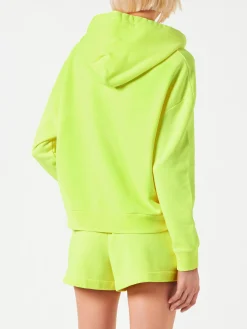 Felpa giallo fluo con cappuccio con ricamo St. Barth