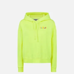 Felpa giallo fluo con cappuccio con ricamo St. Barth