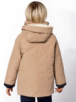 Giacca a vento beige con cappuccio da bambino