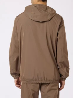 Giacca a vento da uomo Solaro in tessuto leggero verde kaki con cappuccio