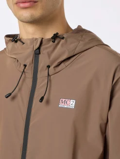 Giacca a vento da uomo Solaro in tessuto leggero verde kaki con cappuccio