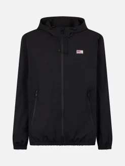 Giacca a vento leggera in tessuto nero con cappuccio da uomo Sloop