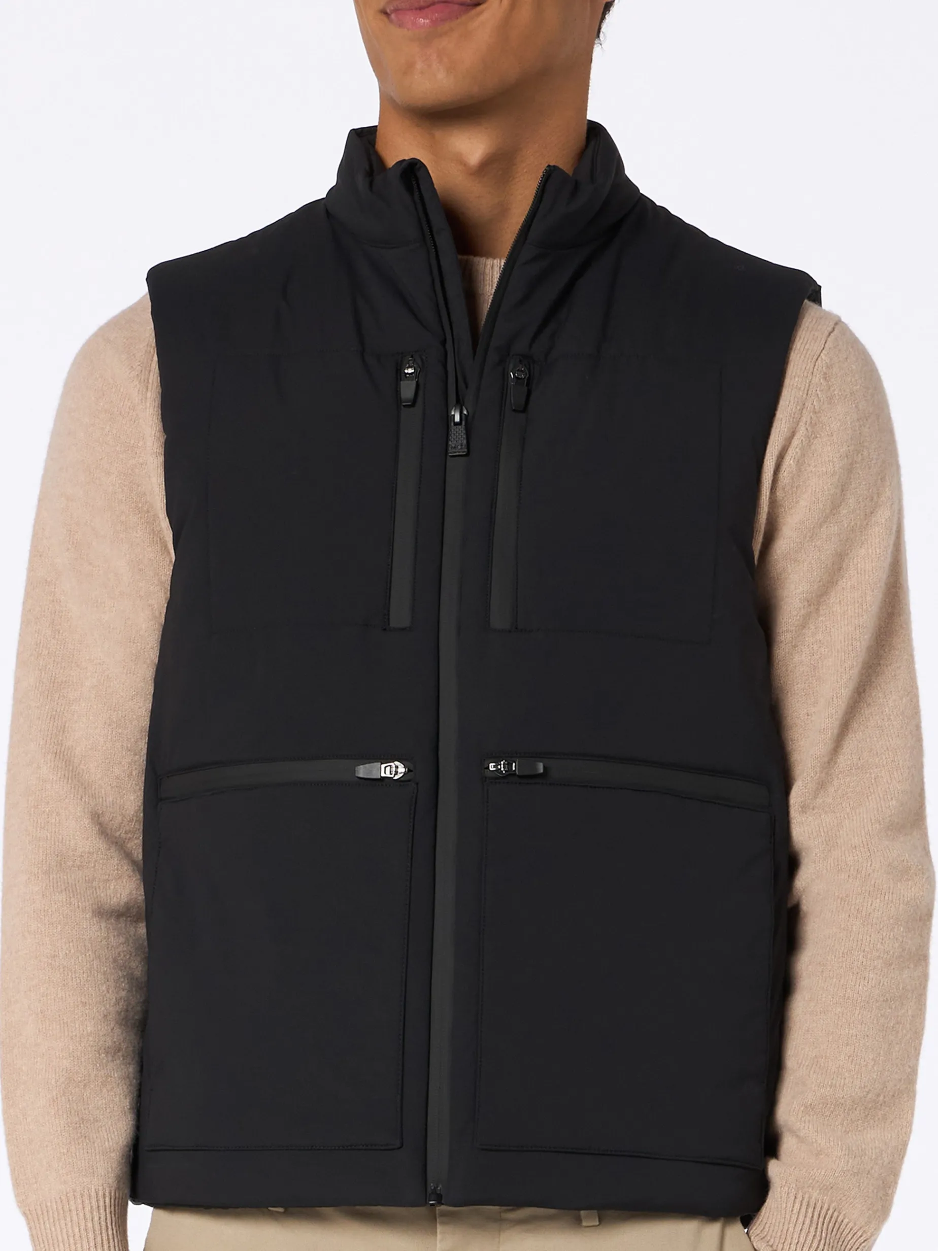 Gilet imbottito in tessuto elasticizzato nero da uomo Vonn