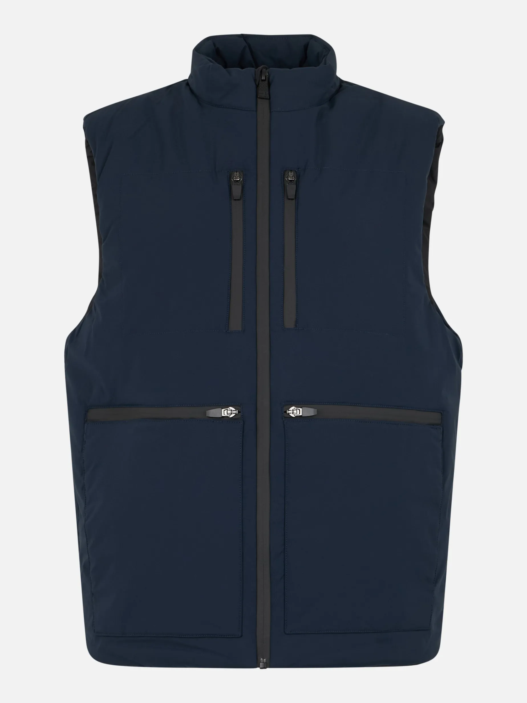 Gilet imbottito in tessuto elasticizzato blu navy da uomo Vonn